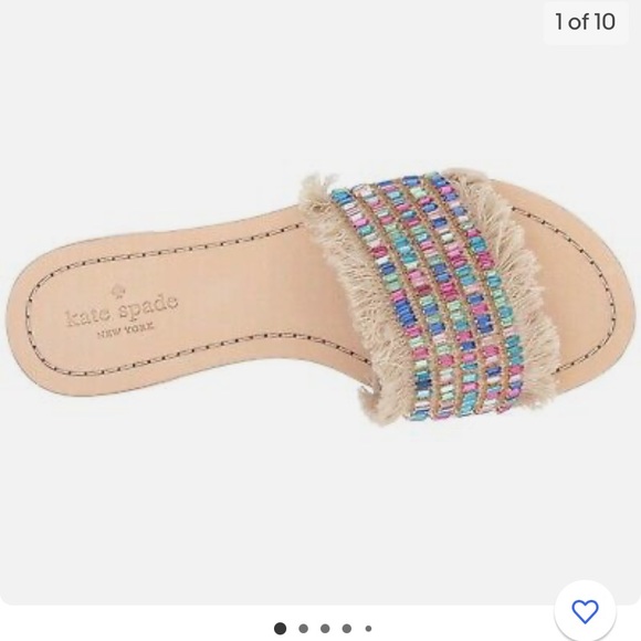 Kate Spade Solaina Multicolor Jeweled Embellished Flat Slides - Picture 1 of 4